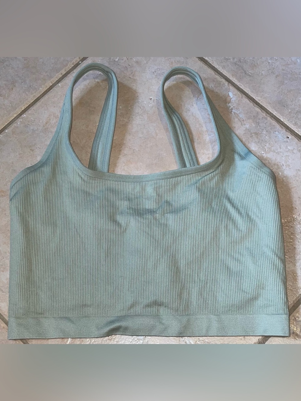 NEW Aerie OFFLINE Women’s Crop Ribbed Tank Top Sports Bra Lined Green XL